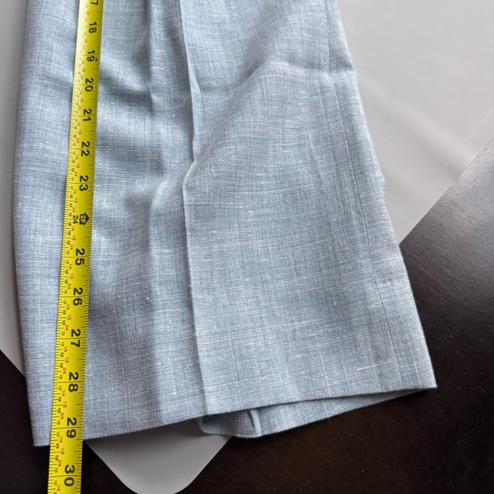 vtg Yves Saint Laurent YSL Linen Trouser Wide Leg Pants Women’s Blue 10 / Medium - Picture 8 of 12